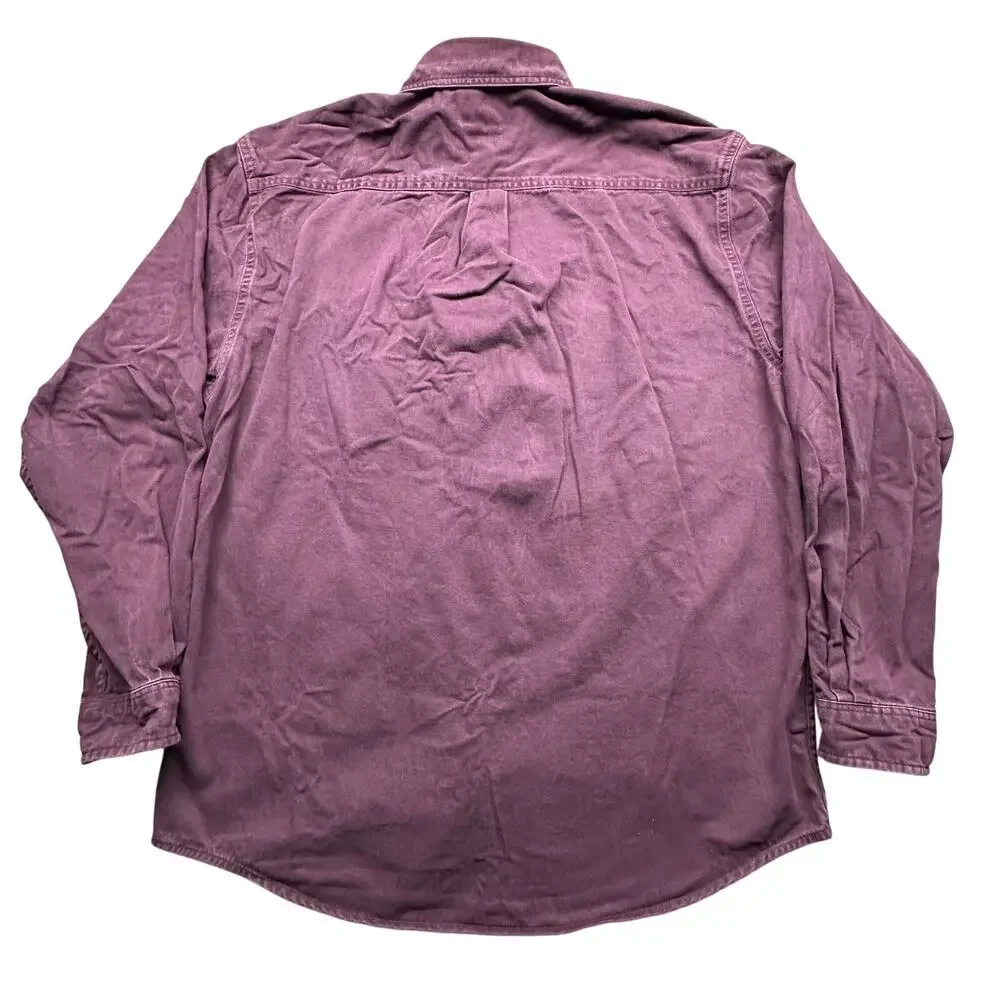 Vintage 90s Eddie Bauer Twill Button Shirt Mens Large Tall LT Purple Long Sleeve - Picture 7 of 8